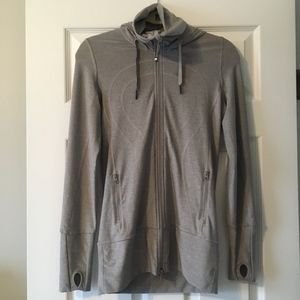 Lululemon long zip jacket with hoodie , gray NWOT